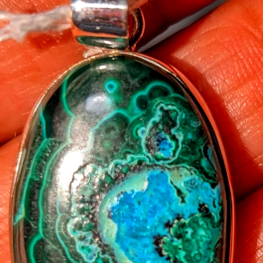 Azorite Malachite Pendant